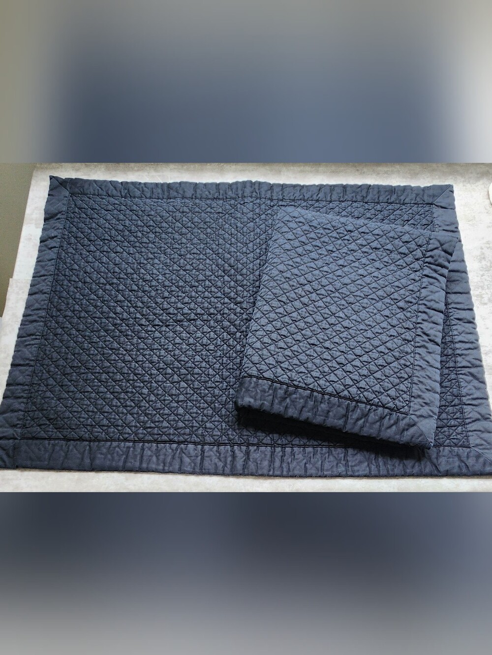 Ralph Lauren Quilted King Pillow Sham Black 2PC Set Button Closure Quiet Luxury